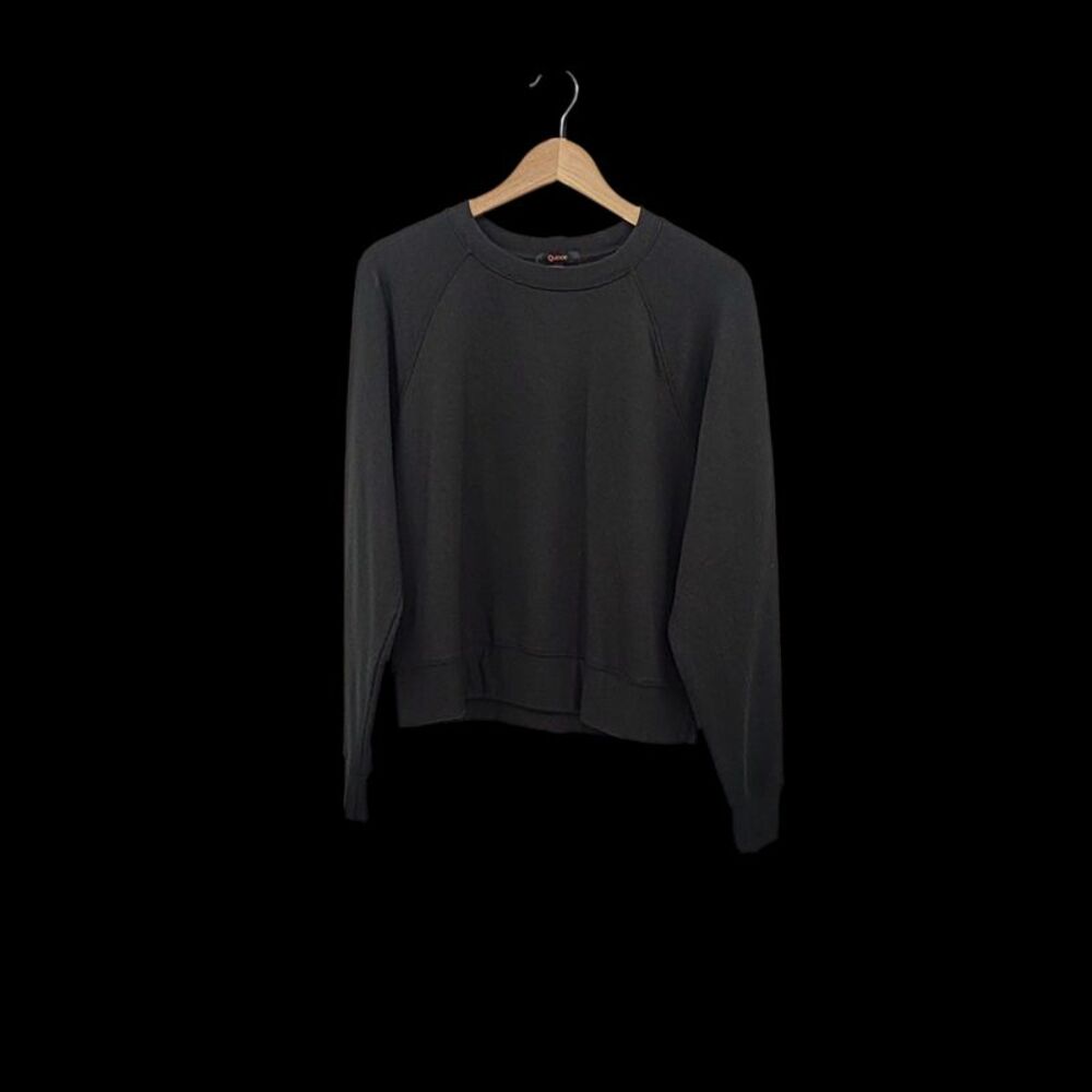 Quince Women Supersoft Fleece Crew: Sleeved Top Black S